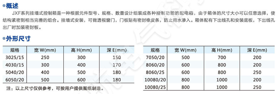 不锈钢JXF控制箱概述